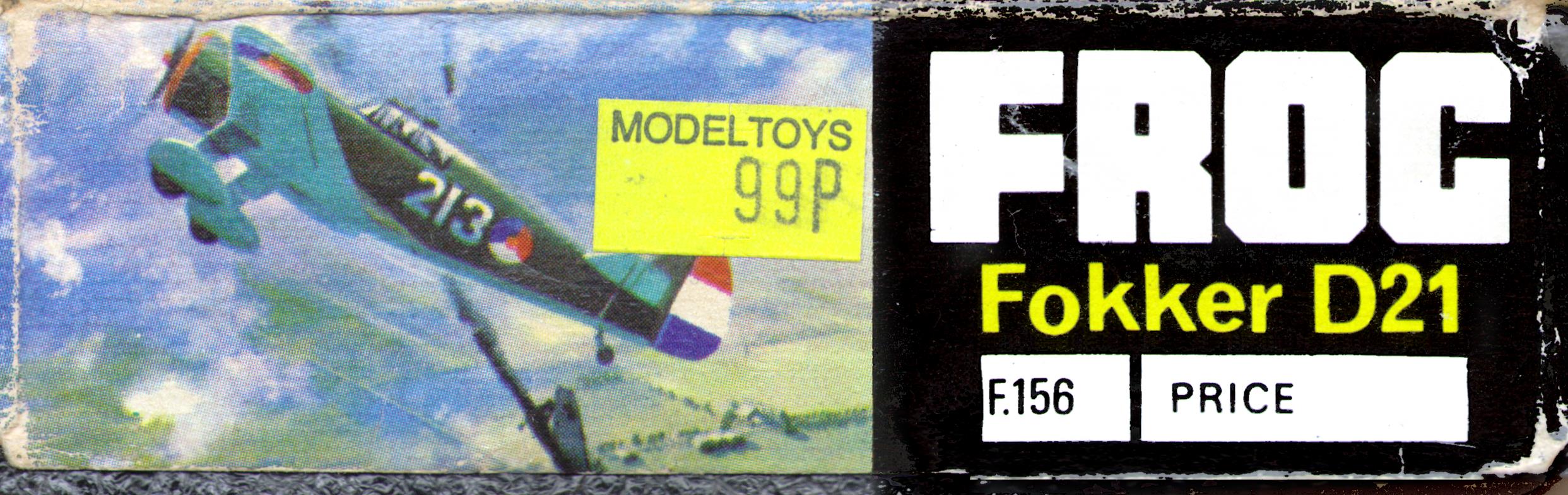 Верх коробки FROG Black series F156 Fokker D21